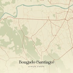 Vintage map of Bougado (Santiago), Portugal. 