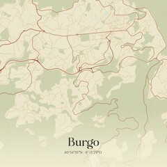 Vintage map of Burgo, Portugal. 