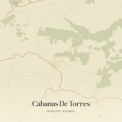 Vintage map of Cabanas De Torres, Portugal. 