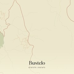 Vintage map of Bustelo, Portugal. 