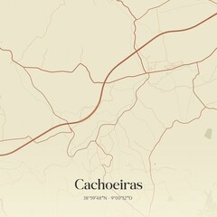 Vintage map of Cachoeiras, Portugal. 