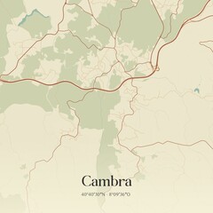 Vintage map of Cambra, Portugal. 