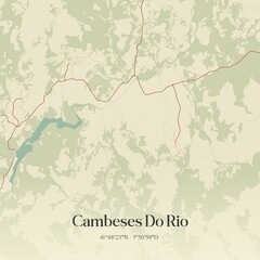 Fototapeta premium Vintage map of Cambeses Do Rio, Portugal. 