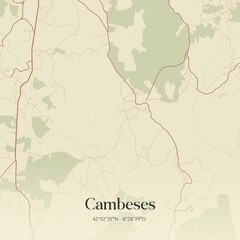 Fototapeta premium Vintage map of Cambeses, Portugal. 