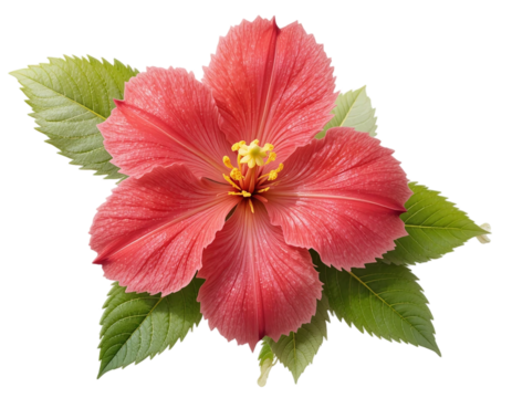 red hibiscus flower isolated on transparent background