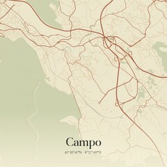 Obraz premium Vintage map of Campo, Portugal. 