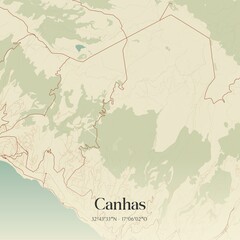 Vintage map of Canhas, Portugal. 