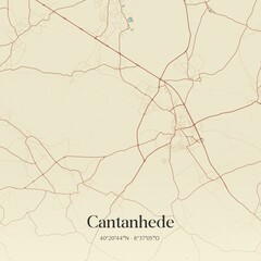 Vintage map of Cantanhede, Portugal. 