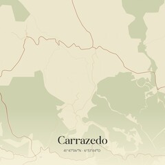 Fototapeta premium Vintage map of Carrazedo, Portugal. 