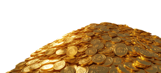 Pile of Glimmering Gold Coins on Transparent Background
