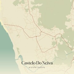 Obraz premium Vintage map of Castelo Do Neiva, Portugal. 