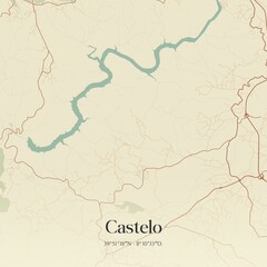 Vintage map of Castelo, Portugal. 