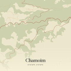 Vintage map of Chamoim, Portugal. 