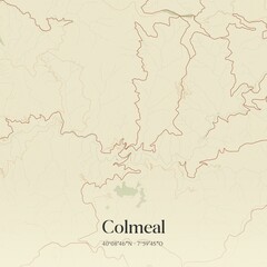 Vintage map of Colmeal, Portugal. 