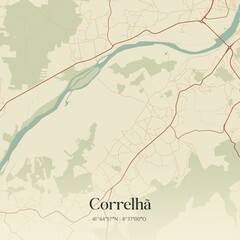 Obraz premium Vintage map of Correlhã, Portugal.