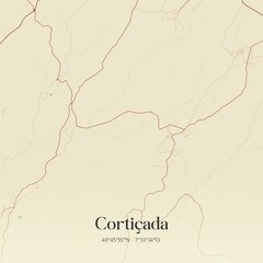 Vintage map of Corti�ada, Portugal. 