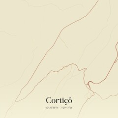 Vintage map of Corti��, Portugal. 