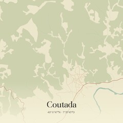 Obraz premium Vintage map of Coutada, Portugal. 