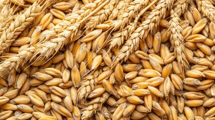 Harvested wheat grains agricultural field food photography rural environment close-up view nature's bounty