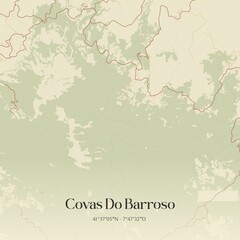 Fototapeta premium Vintage map of Covas Do Barroso, Portugal. 