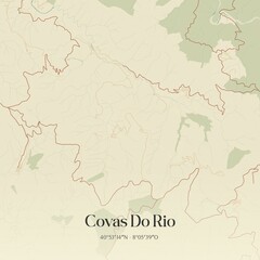 Vintage map of Covas Do Rio, Portugal. 