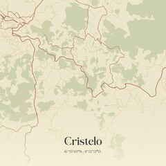 Vintage map of Cristelo, Portugal. 