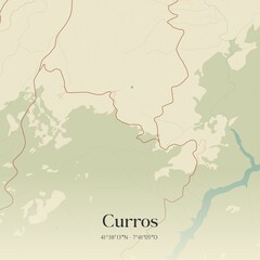 Fototapeta premium Vintage map of Curros, Portugal. 