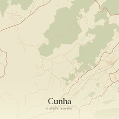 Fototapeta premium Vintage map of Cunha, Portugal. 