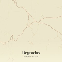Vintage map of Degracias, Portugal. 