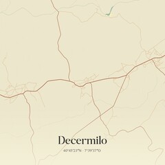 Fototapeta premium Vintage map of Decermilo, Portugal. 
