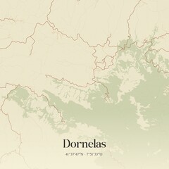 Vintage map of Dornelas, Portugal. 