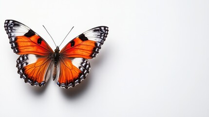 Obraz premium Colorful Butterfly with Orange and Black Wings on White Background