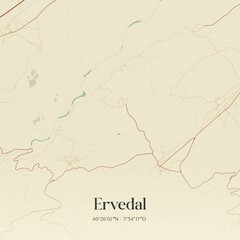 Vintage map of Ervedal, Portugal. 