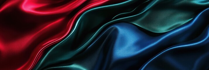 Fototapeta premium Deep Teal and Crimson Silk Drape Abstract Texture
