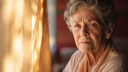 elderly woman portrait near window