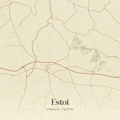 Vintage map of Estoi, Portugal. 