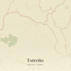 Vintage map of Estreito, Portugal. 