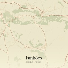 Vintage map of Fanhões, Portugal.