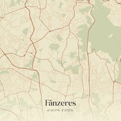 Fototapeta premium Vintage map of F�nzeres, Portugal. 