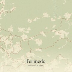 Fototapeta premium Vintage map of Fermedo, Portugal. 