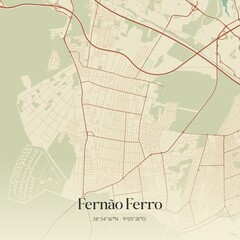 Vintage Map Fern Ferro Portugal