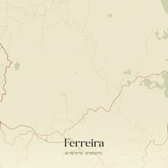 Vintage map of Ferreira, Portugal. 