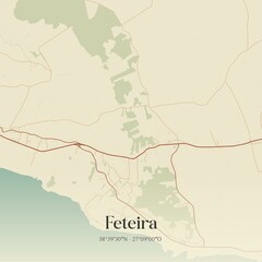 Vintage map of Feteira, Portugal. 