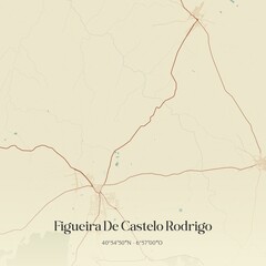 Vintage map of Figueira De Castelo Rodrigo, Portugal. 