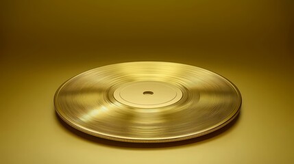 Golden record award on a yellow background, symbol of musical achievement and recognition