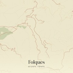 Fototapeta premium Vintage map of Folques, Portugal. 