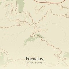 Vintage map of Fornelos, Portugal. 