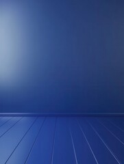 Monochromatic blue room.  Walls and floor painted a deep, rich blue.