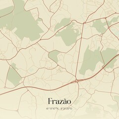Vintage map of Frazão, Portugal.