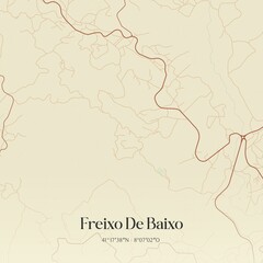 Naklejka premium Vintage map of Freixo De Baixo, Portugal. 